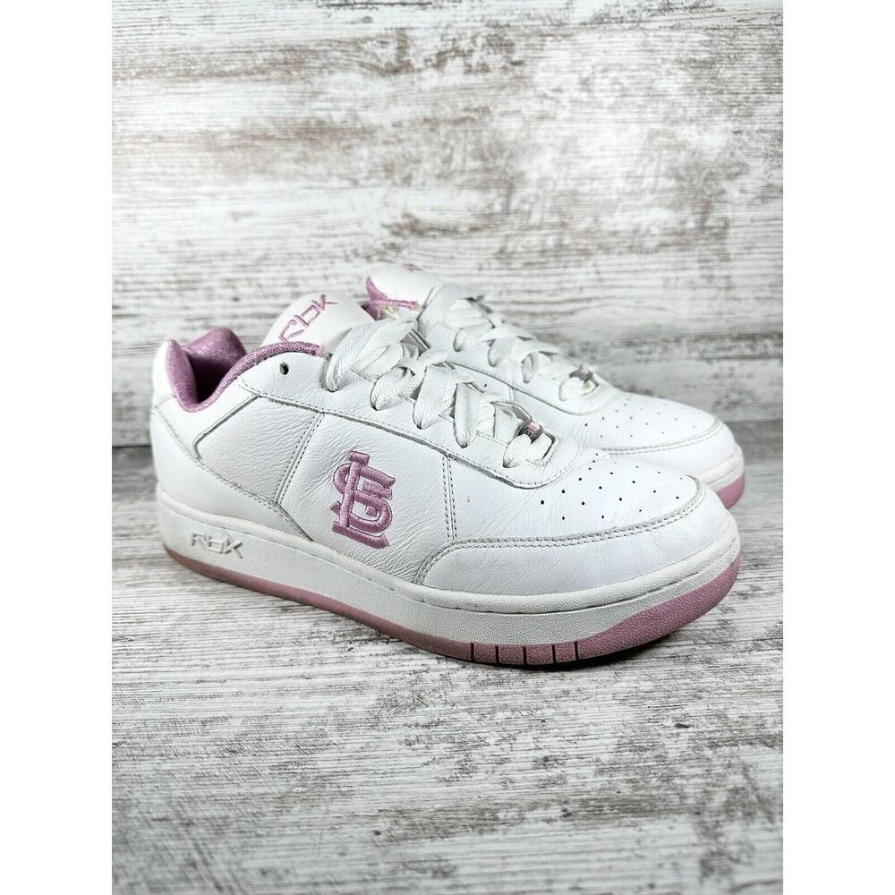 Women's Reebok St.Louis Cardinals White/Pink MLB Leather Sneaker Sz 9.5